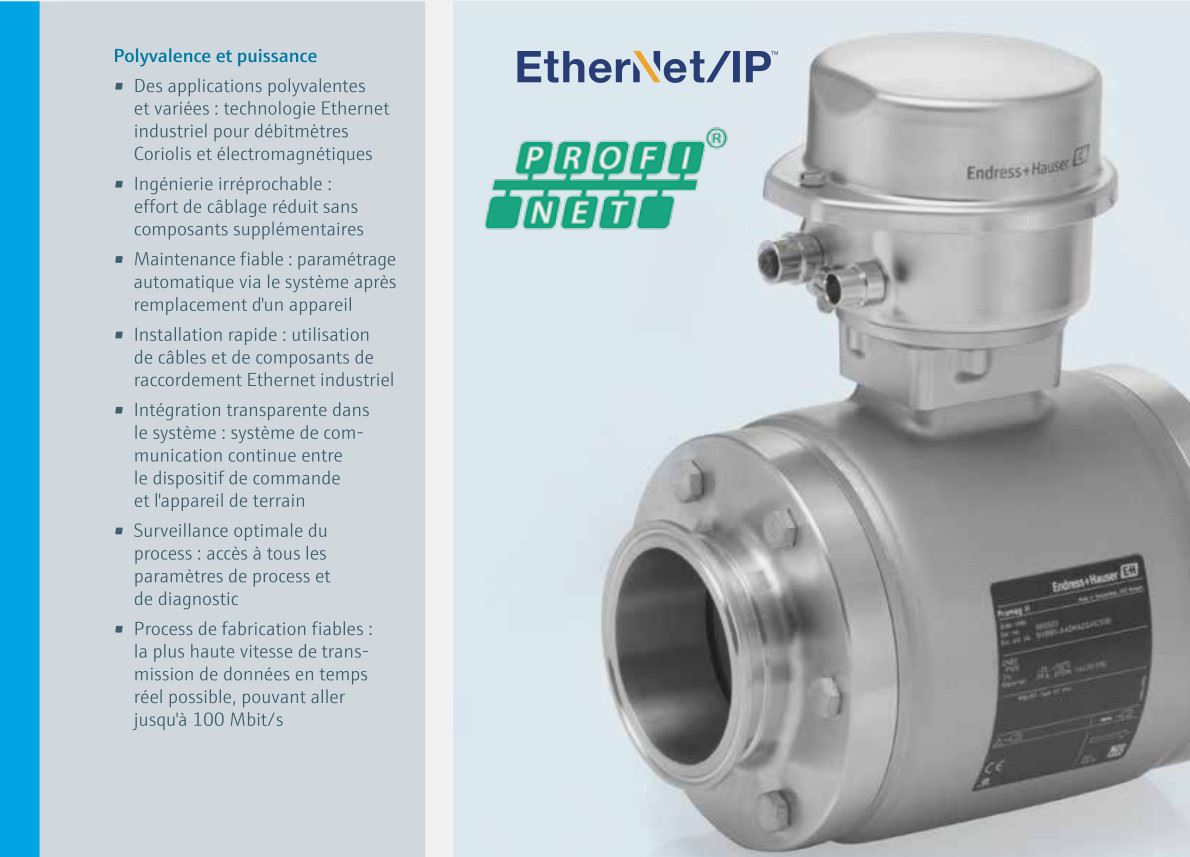 Ethernet industriel pour débitmètres Proline